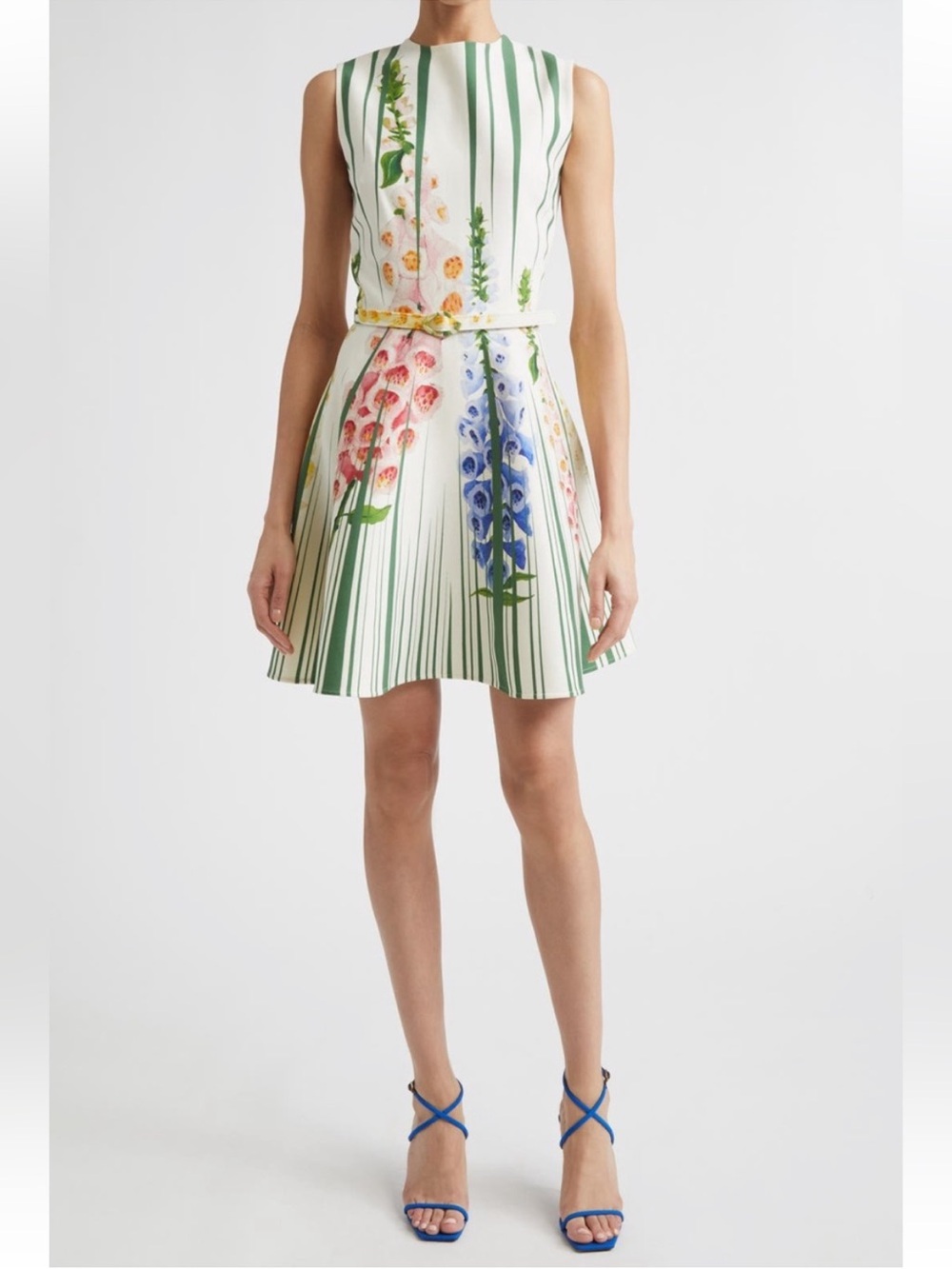 Oscar de la Renta Foxgloves Cotton Poplin Dress